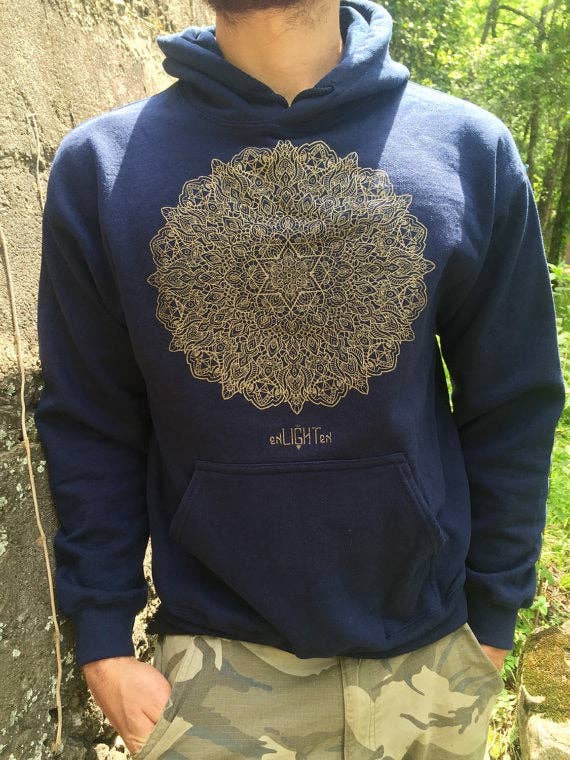 Enlighten – wholesale Hoodie - Unisex – Elevation Helig Geometri Guldtryck Hoodie Av I Am Electric1