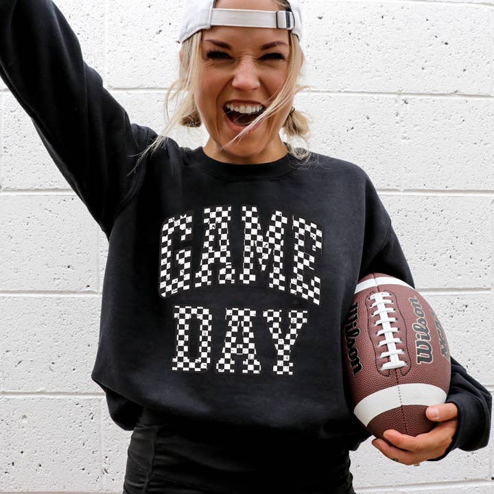 Refinery Number One LLC - Wholesale Graphic Sweatshirt - Women's - Game Day, Checkered, Football, Sports Touchdown Sweatshirt8