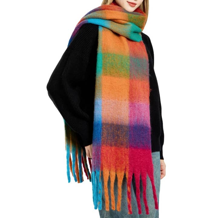 MKS America - Wholesale Scarf - Women's - Colorful Plaid Scarf Shawl Scarf25