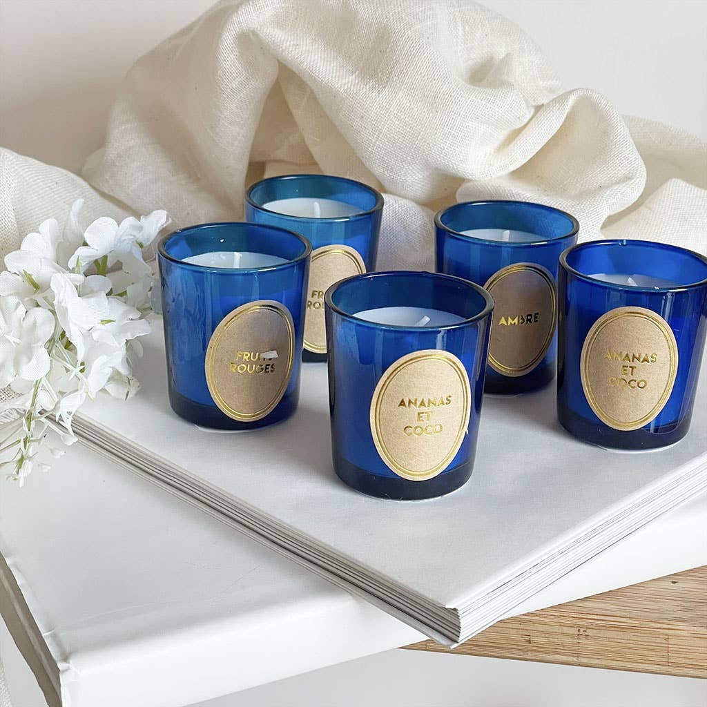 Opjet Paris - Wholesale Jar/Filled Candle - Set of 5 blue Herbier candles D4.5 H5cm2
