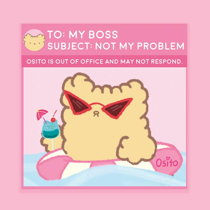 Out Of Office Osito Vacation Vinyl Sticker for wholesale by Glitter Bones Boutique