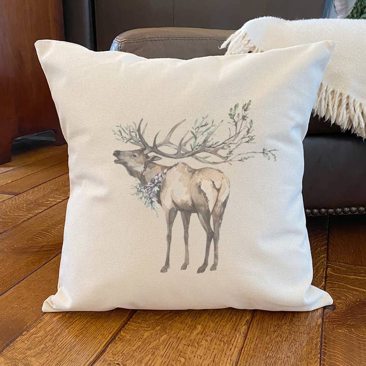 Winter Elk - Square Canvas Pillow for wholesale by North & Pine