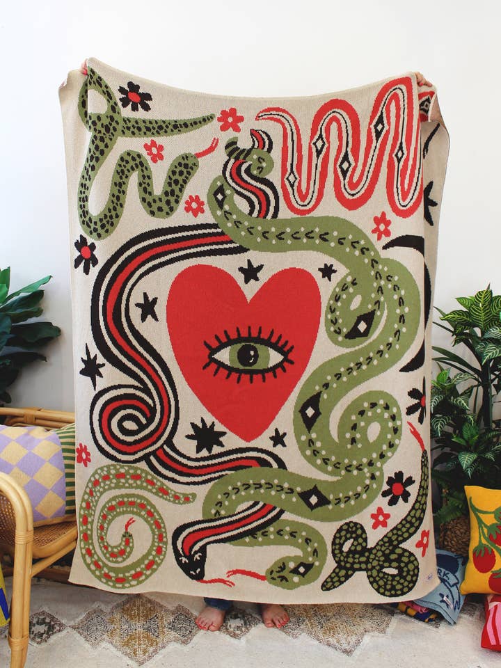 Snake Heart Knit Blanket for wholesale by Calhoun & Co.