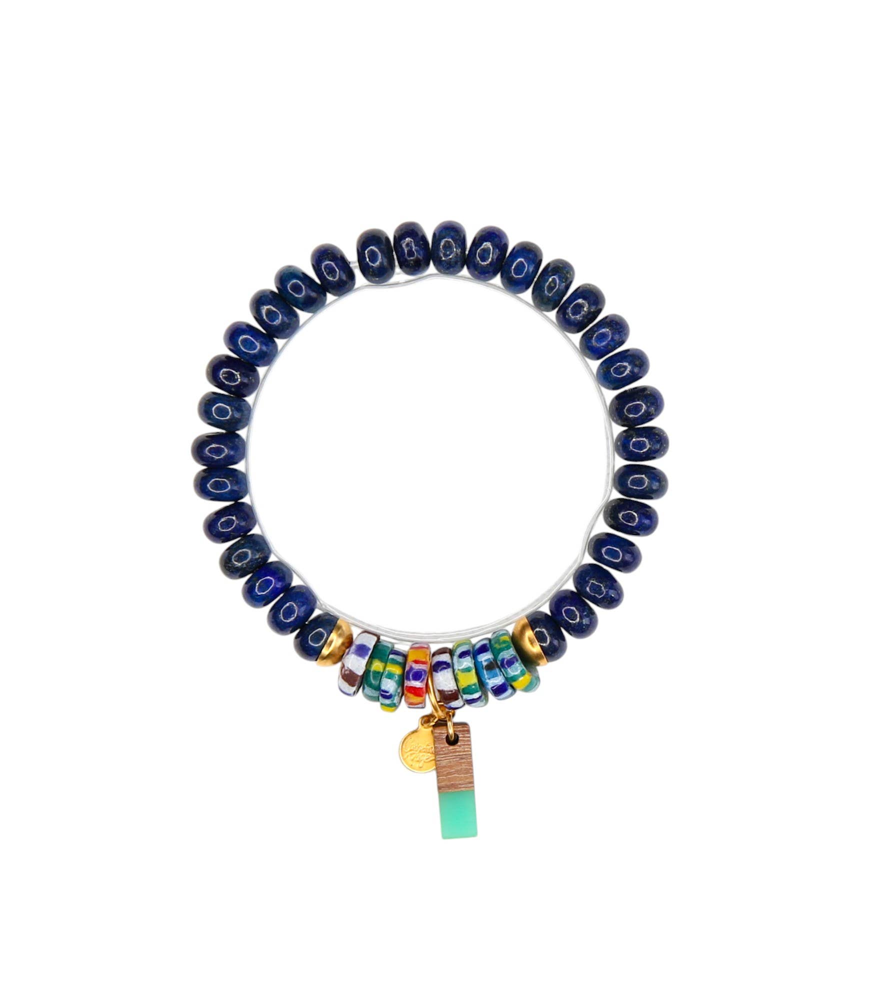 Catherine Page Jewelry - Wholesale Beaded Bracelet - Skittles Elastic Bracelet in Navy Jade