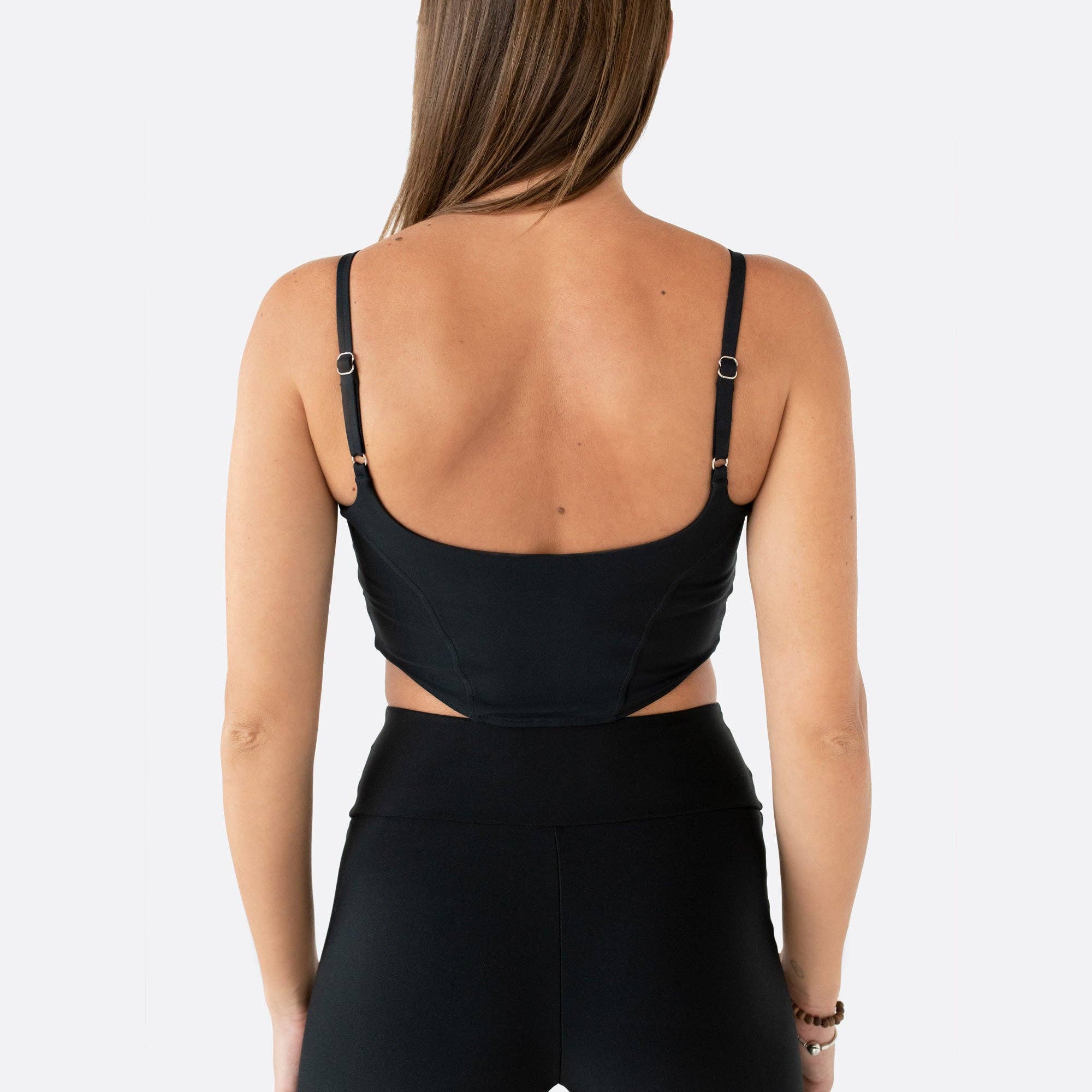 SPLENDORE - Wholesale Activewear Set - Women's - BLACK SET LEGGINGS & CORSET8