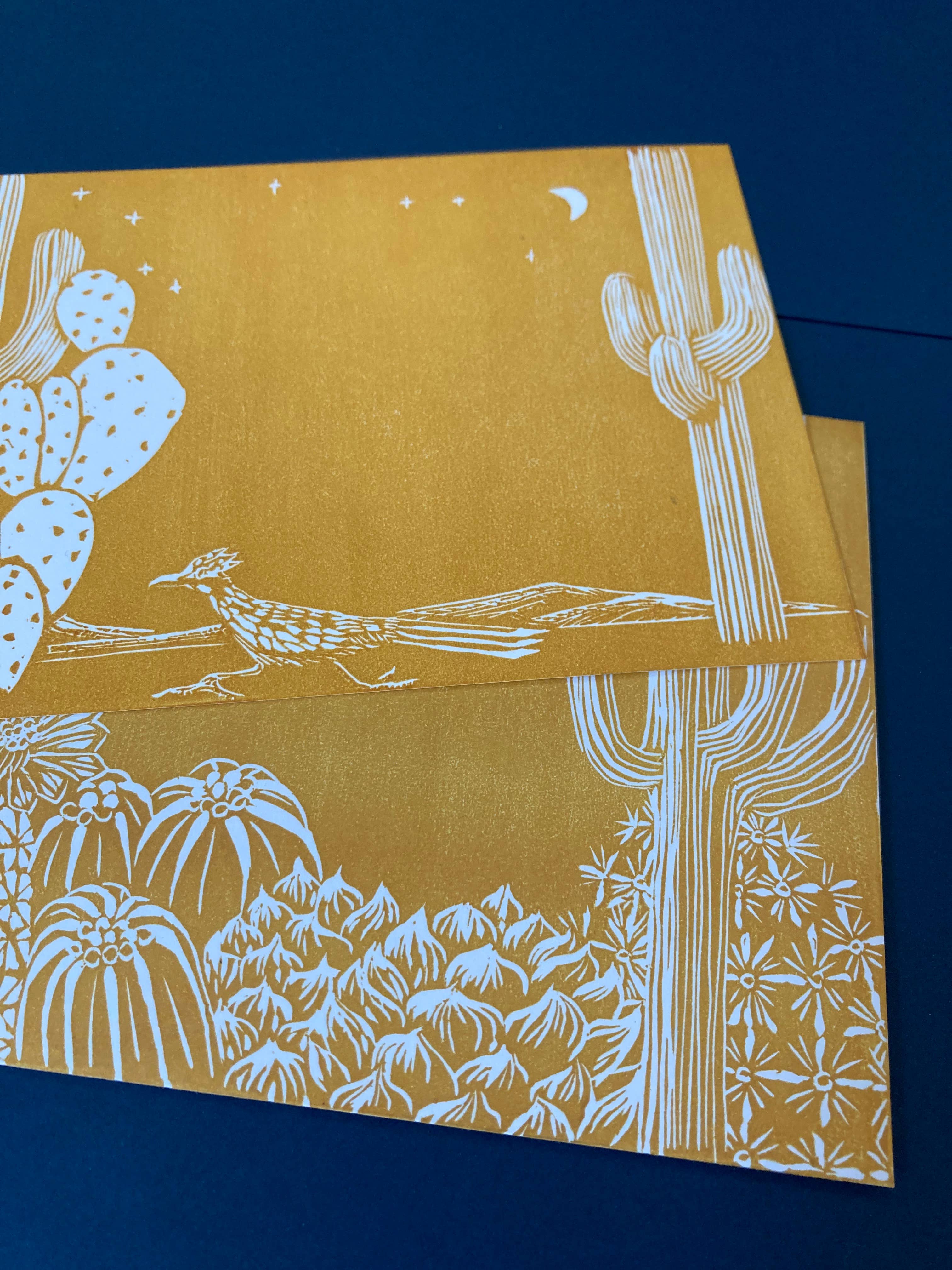 Kathie Studio - Wholesale Stationery/Notecard Set - Desert and Roadrunner Postcard Stationery Set of 35