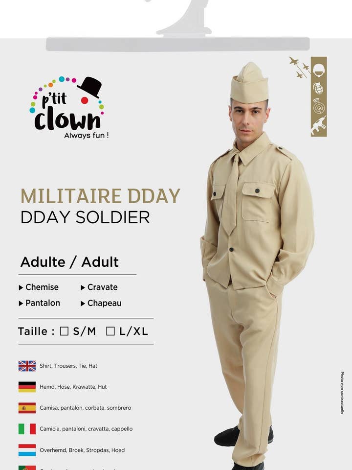 P'tit Clown - Wholesale Costume - Men's - Dday Military Costume - Men - S/M0