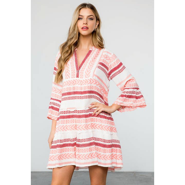 Jurk met klokmouwen en patroon voor wholesale door THML