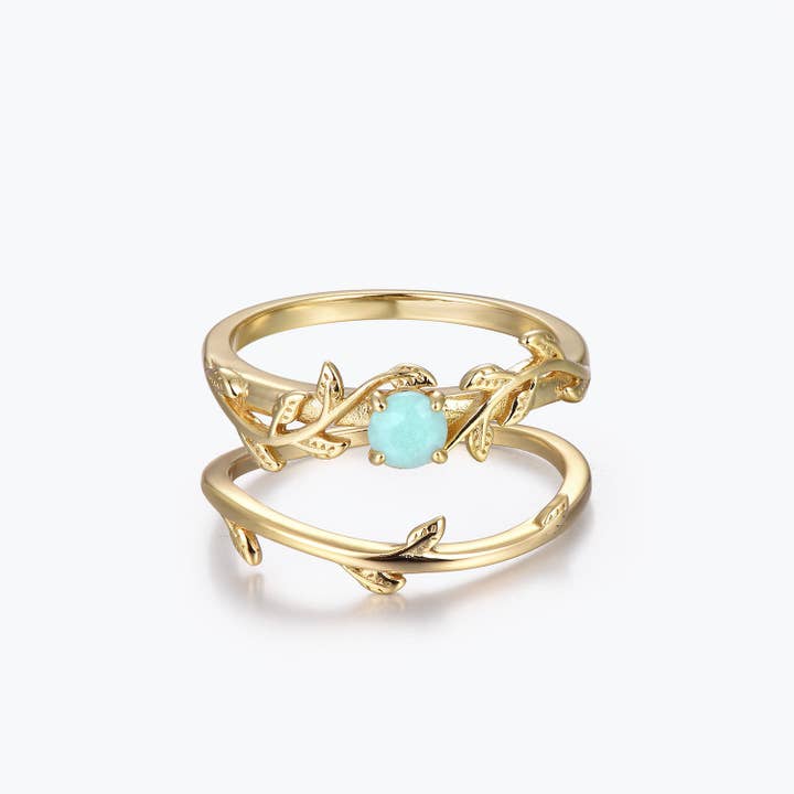 Dissoo® Winding Salgulow Amazonite Conjunto Noiva Anel de Noivado por atacado de Dissoo