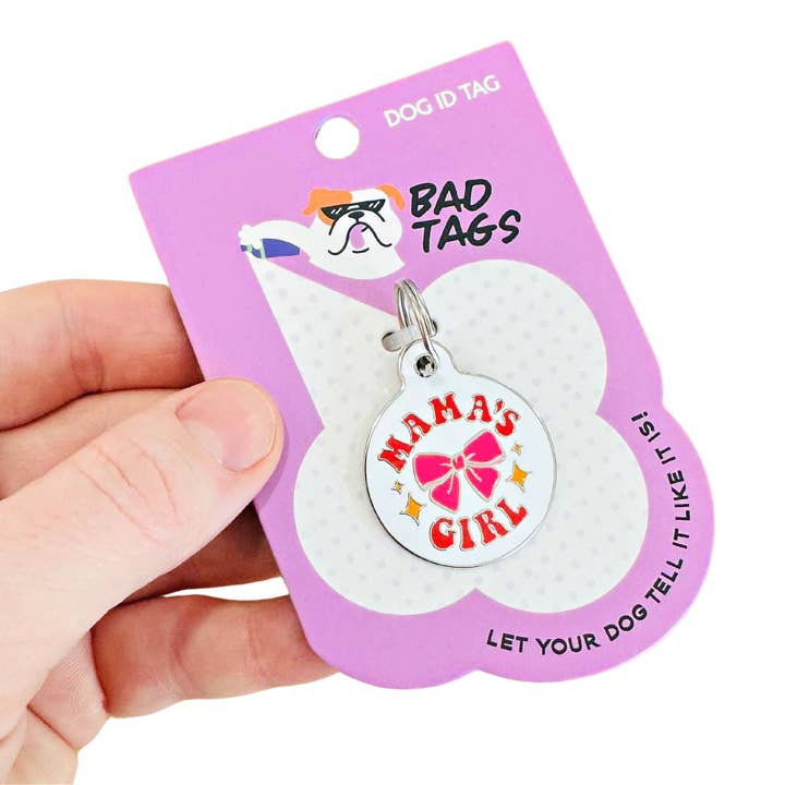 Bad Tags - Wholesale Pet Identification Tag - Dog - Girl Dog Collar ID Tag w/ Personalized QR Code - Mama's Girl