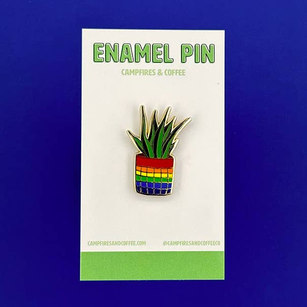 Spilla smaltata per piante in vaso arcobaleno per la vendita all'ingrosso da parte di Campfires & Coffee