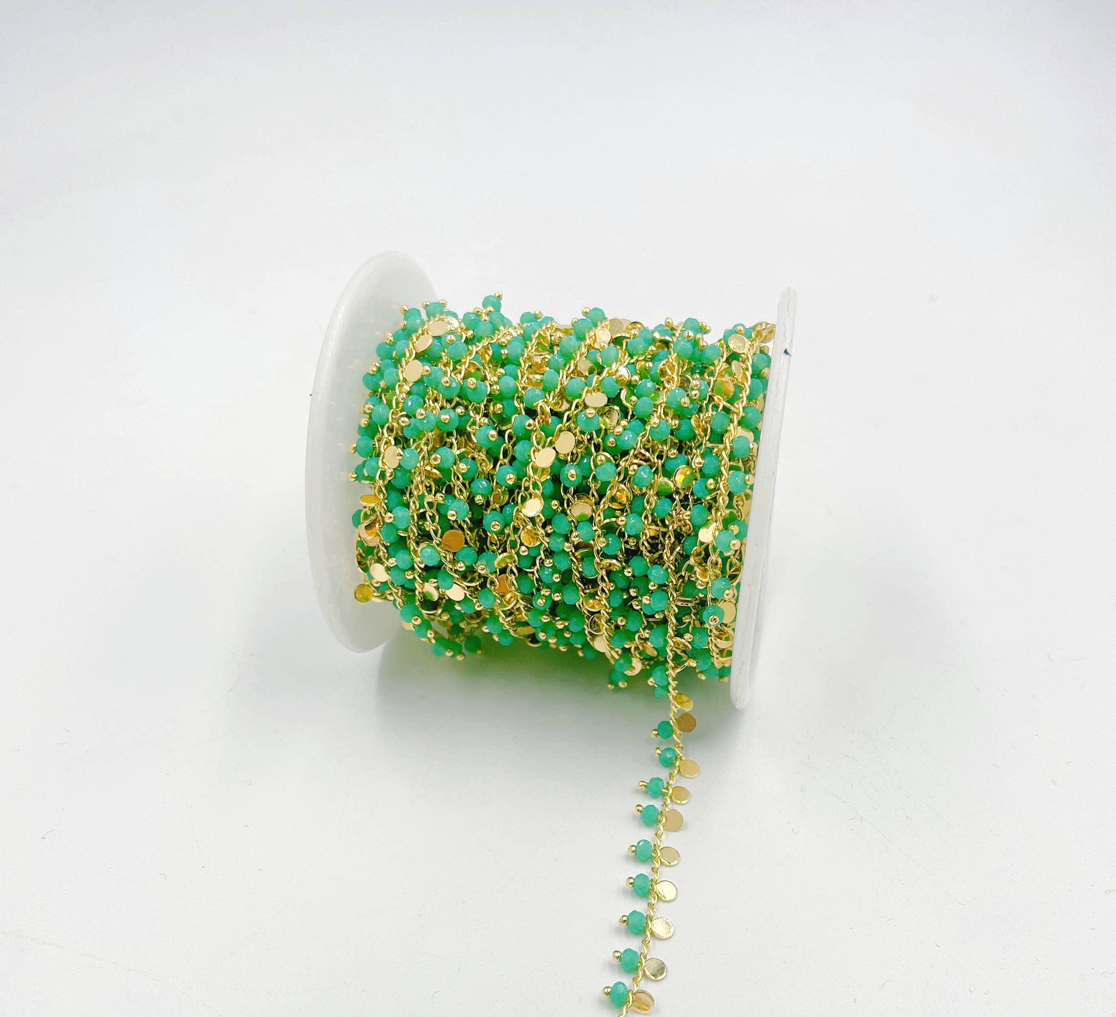 Beads Creation - Wholesale Beaded/Pearl Necklace - Turquoise Crystal Beaded Chain By CH2265