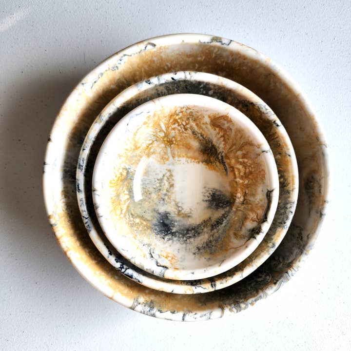 Gibb & Daan - Vente Bol de service - Ensemble de 3 bols de service en résine coulée à la main10