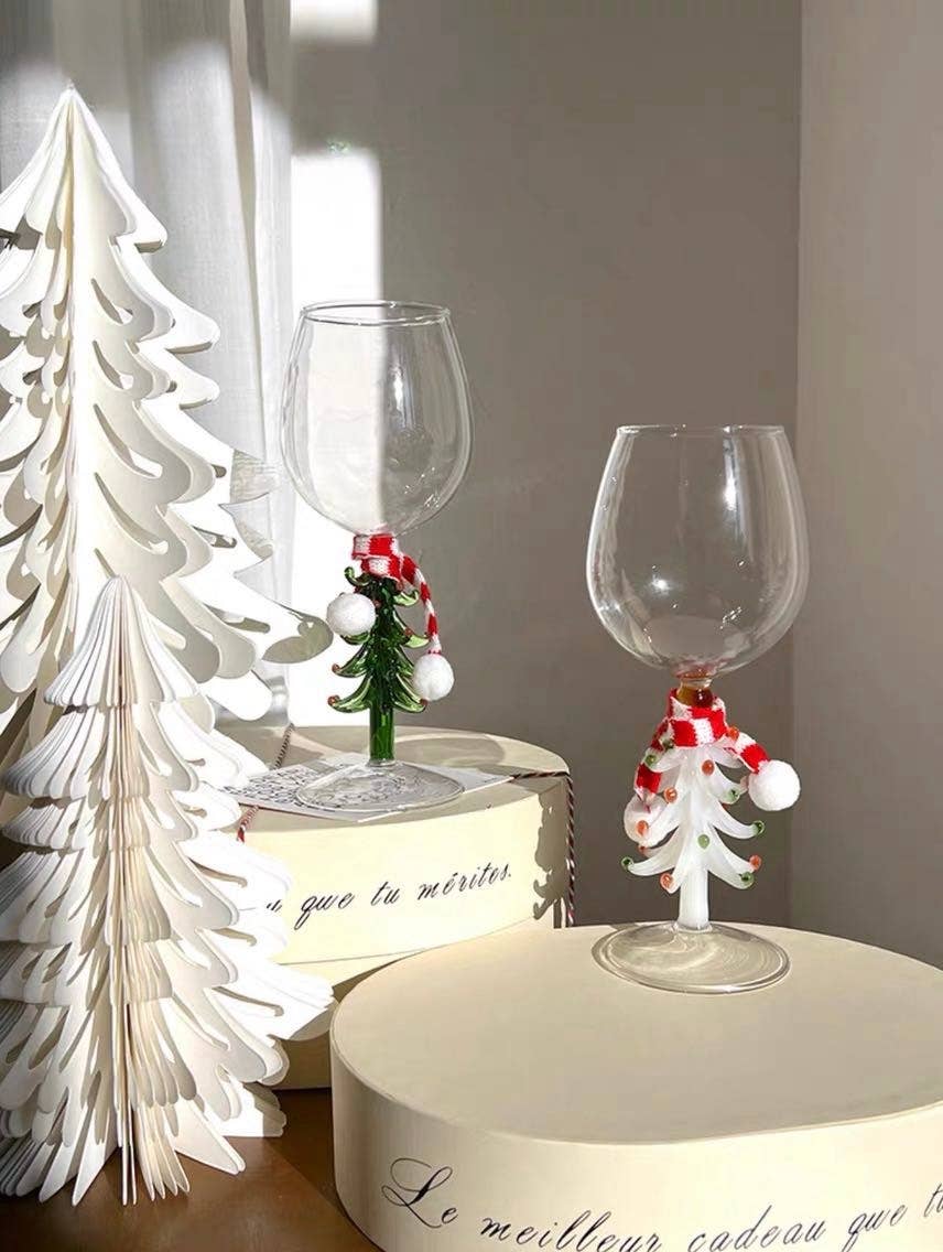 INSPECIAL HOME - Wholesale Wine Glass - Handblown Christmas Tree Wine Glass Goblets Case Of 402