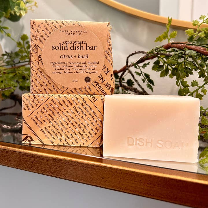 Bare Natural Soap Co - Wholesale Dish Soap - Zero Waste Natural Solid Dishwashing Bar | Scented Dish Soap