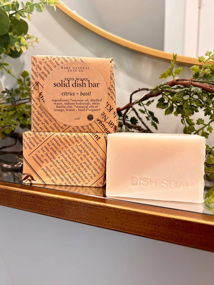 Detergente solido naturale zero sprechi per piatti | Sapone profumato per stoviglie per la vendita all'ingrosso da parte di Bare Natural Soap Co
