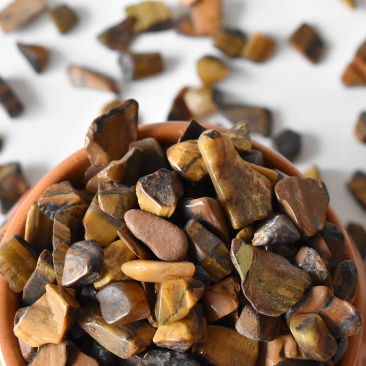 Soothing Crystals - Venta al por mayor Piedras/cristales espirituales - 100 g de chips de piedra curativa | Ojo de tigre | Chips de cristal en bruto4