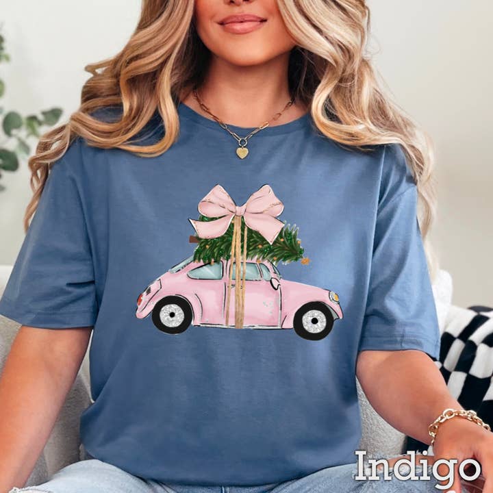 Shoppe SHC - Wholesale T-shirt (graphic) – women's - Pink Christmas Car Christmas 2025 Graphic Tee | Gildan15