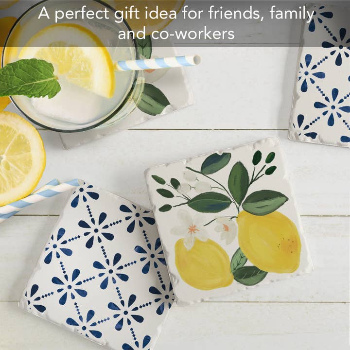 CounterArt/Highland Home/Thirstystone/CoasterStone - Wholesale Coasters - "Sorrento Limone" 4 Pack Assorted Image Coaster Set4