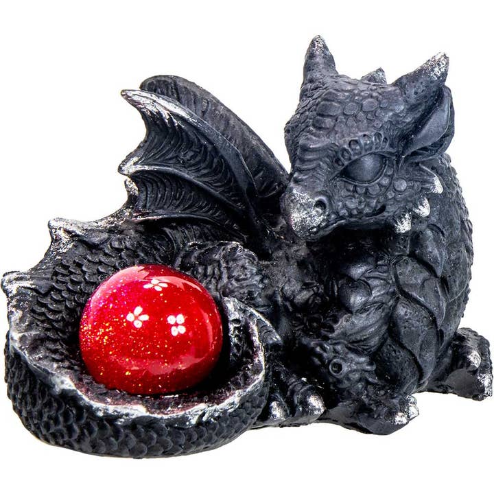 Polyresin Mini Dragon w/ Red Sphere (Set of 4) for wholesale by Kheops International