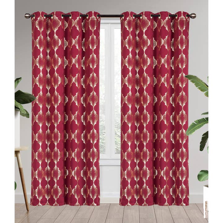 Panneau de fenêtre à œillets occultant Thea Métallique Marocain, 54x84 pouces pour la vente par ShopBobbys