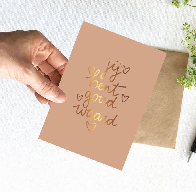 NynkeOntwerpt - Wholesale Thank You Card - Card | With gold foil | You are worth gold2