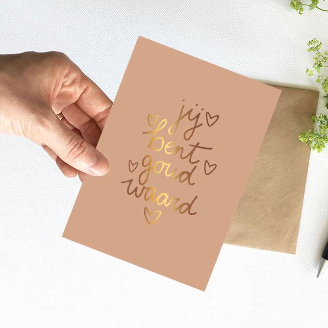 NynkeOntwerpt - Wholesale Thank You Card - Card | With gold foil | You are worth gold2