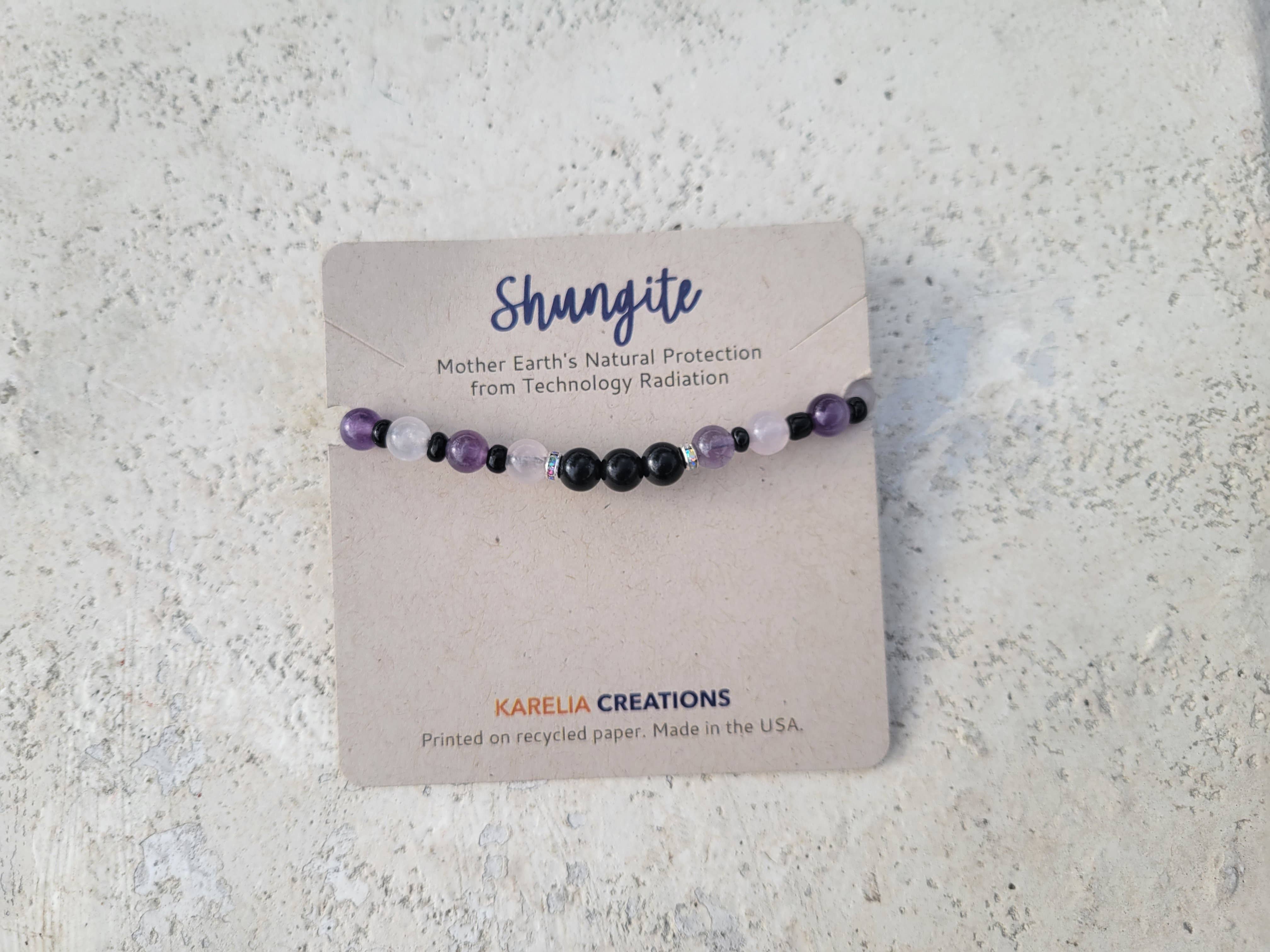 Karelia Creations - Wholesale Beaded Bracelet - Kids - Kids Protection Bracelet | Shungite Amethyst Pink Quartz7