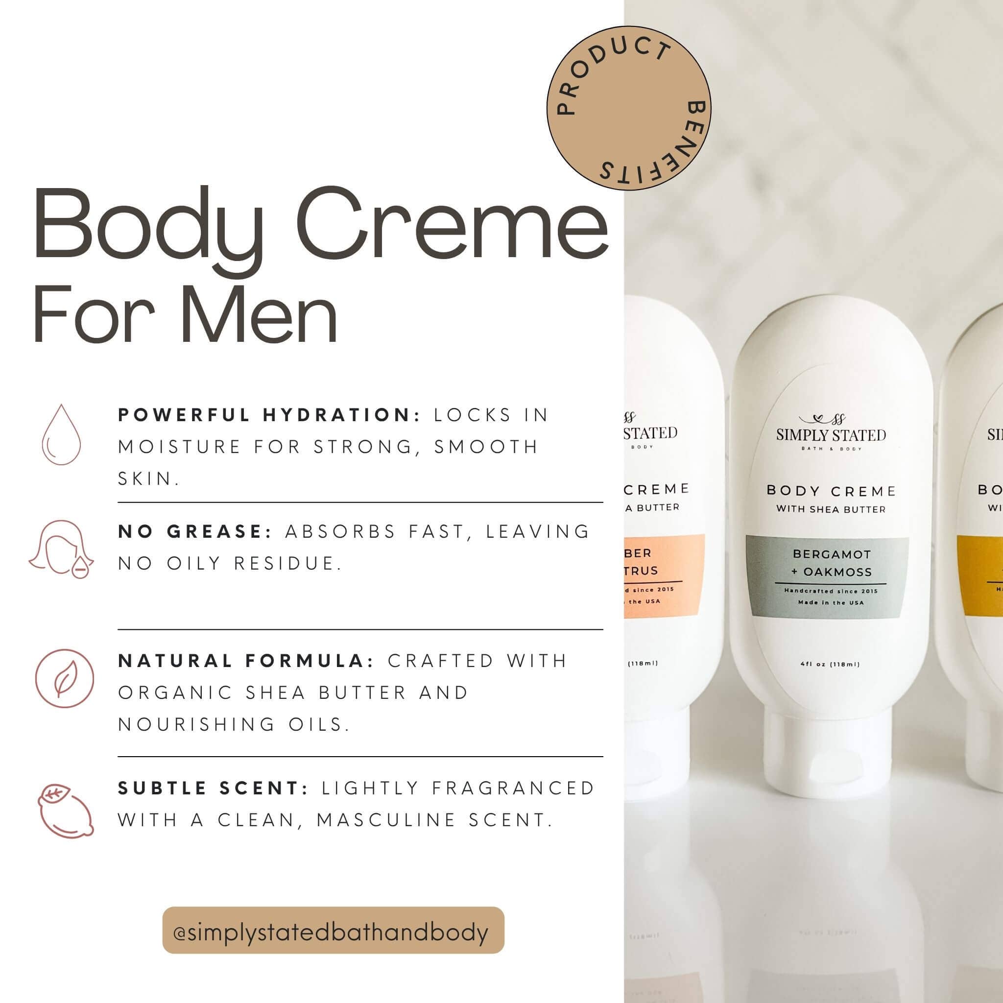 Simply Stated Bath & Body - Wholesale Body Cream/Lotion - Men's - Men’s Body Creme - Shea Butter Moisturizer16