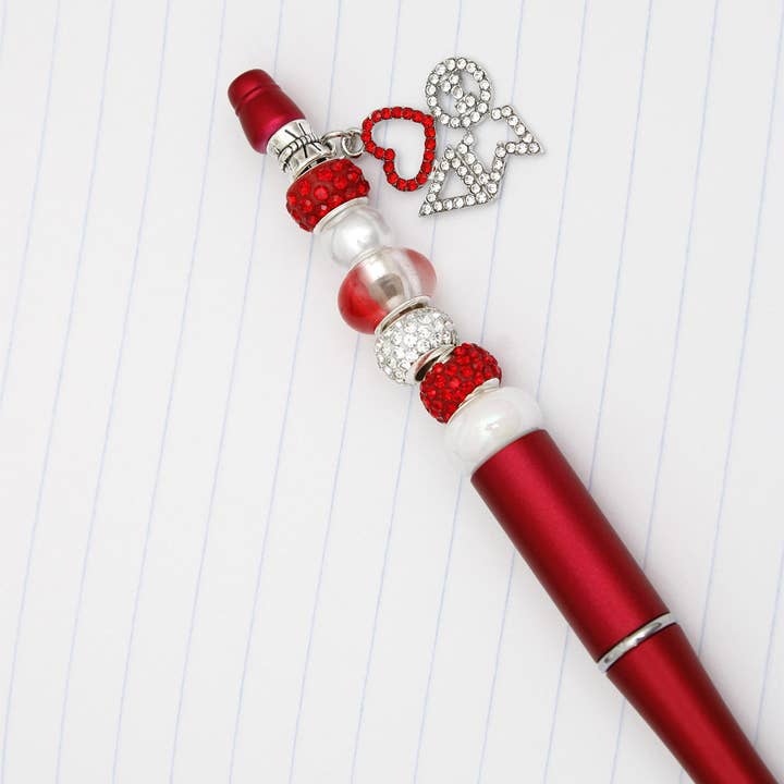 DST Sorority Bling Bead and Charm Red Pen for wholesale on Faire