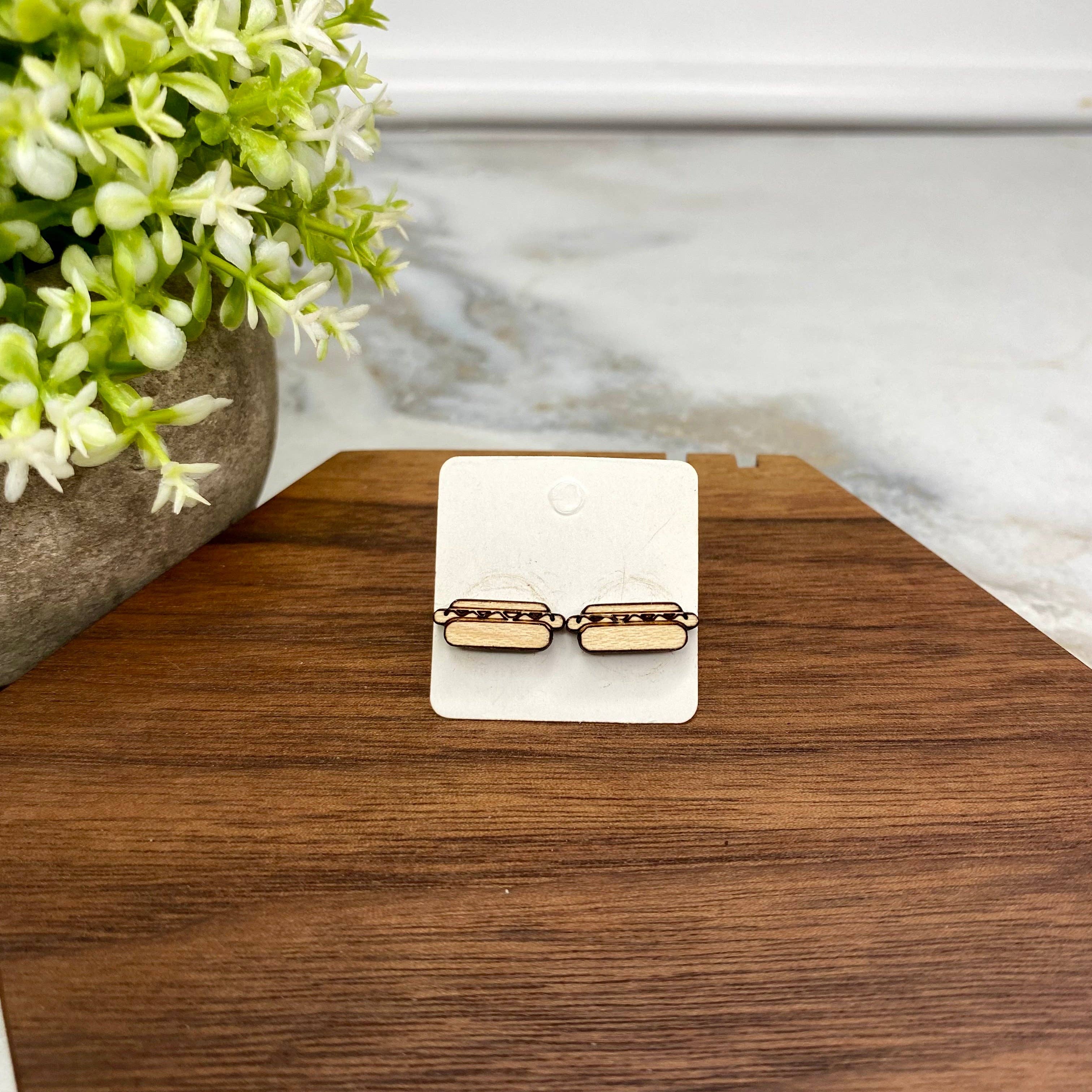 Hive Supply - Wholesale Stud/Post Earrings - Wooden Stud Earrings - Hotdog0