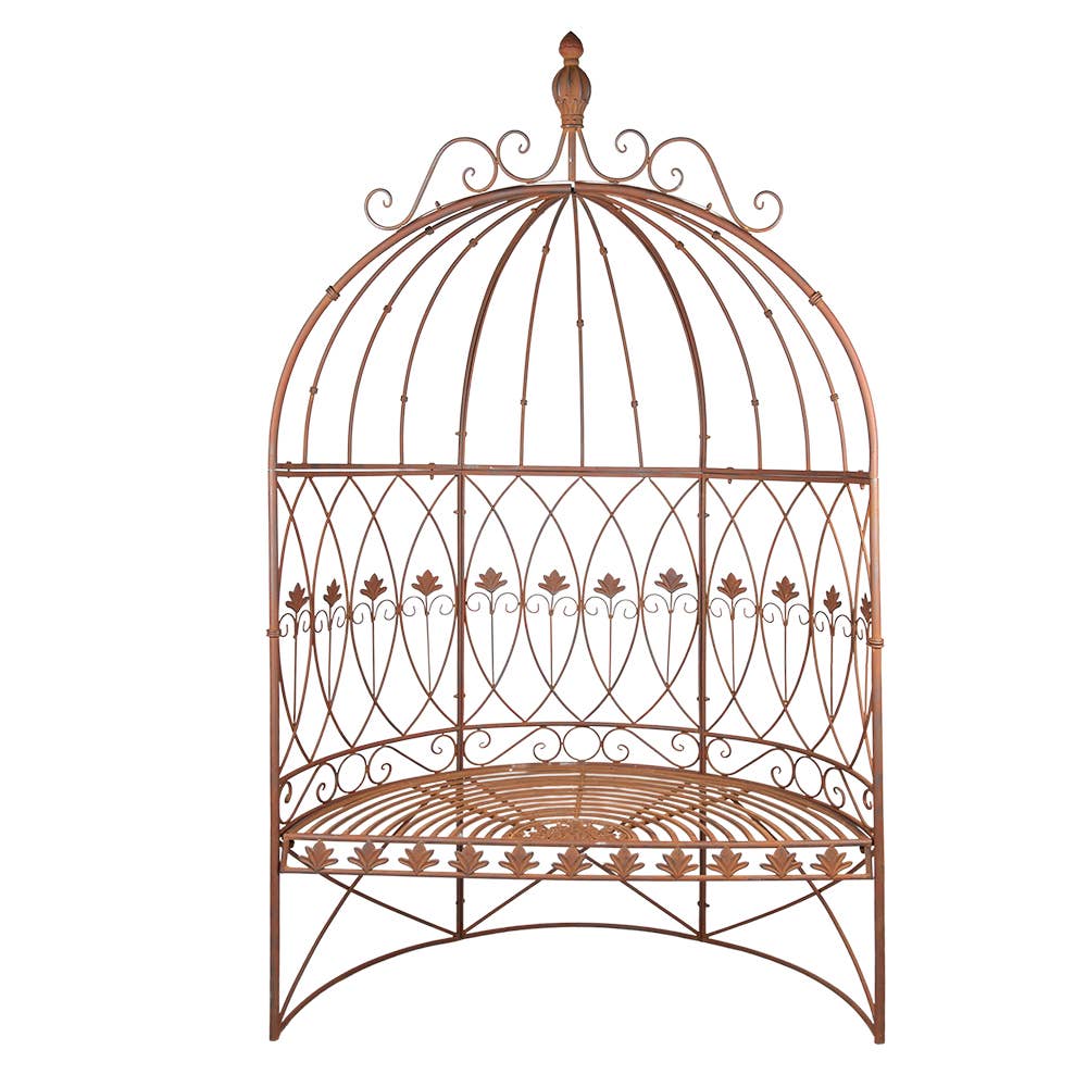 Clayre & Eef - Wholesale Bench - 5Y1043 Garden Bench 119x59x208 cm Brown Iron Outdoor Bench1