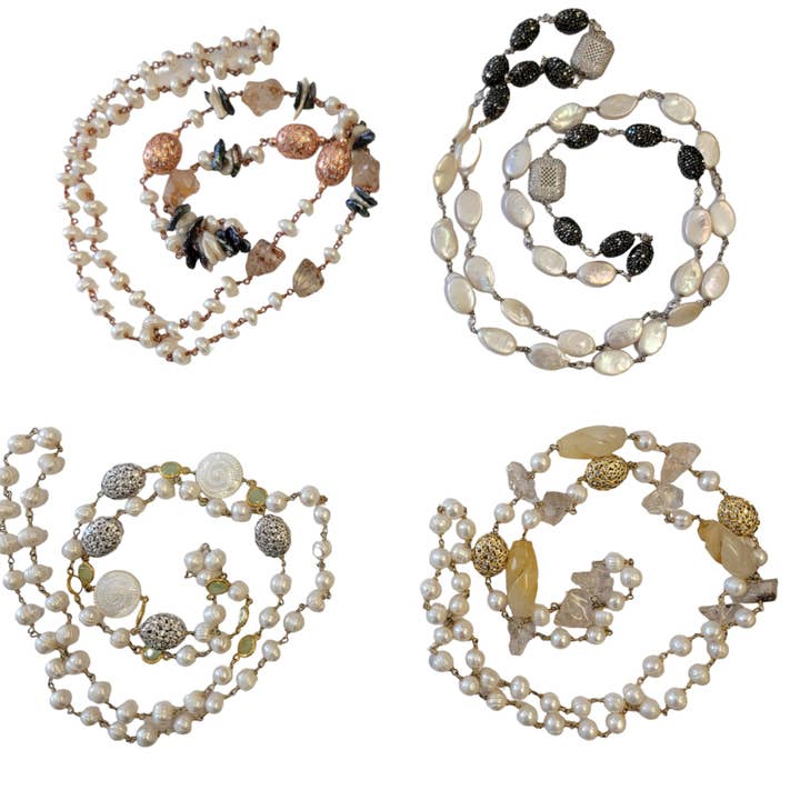 Lange Kralenketting Set van Natuurlijke Stenen 4 voor wholesale door ZEYZEY