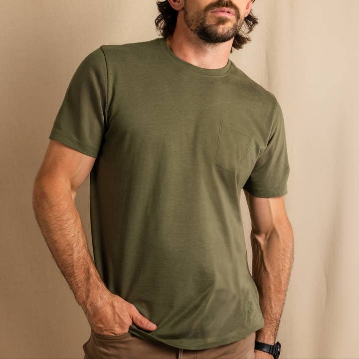 Shinesty, Inc - Wholesale Shirt - Men's - The Manzanilla | Olive Everyman™ Pocket T Shirt