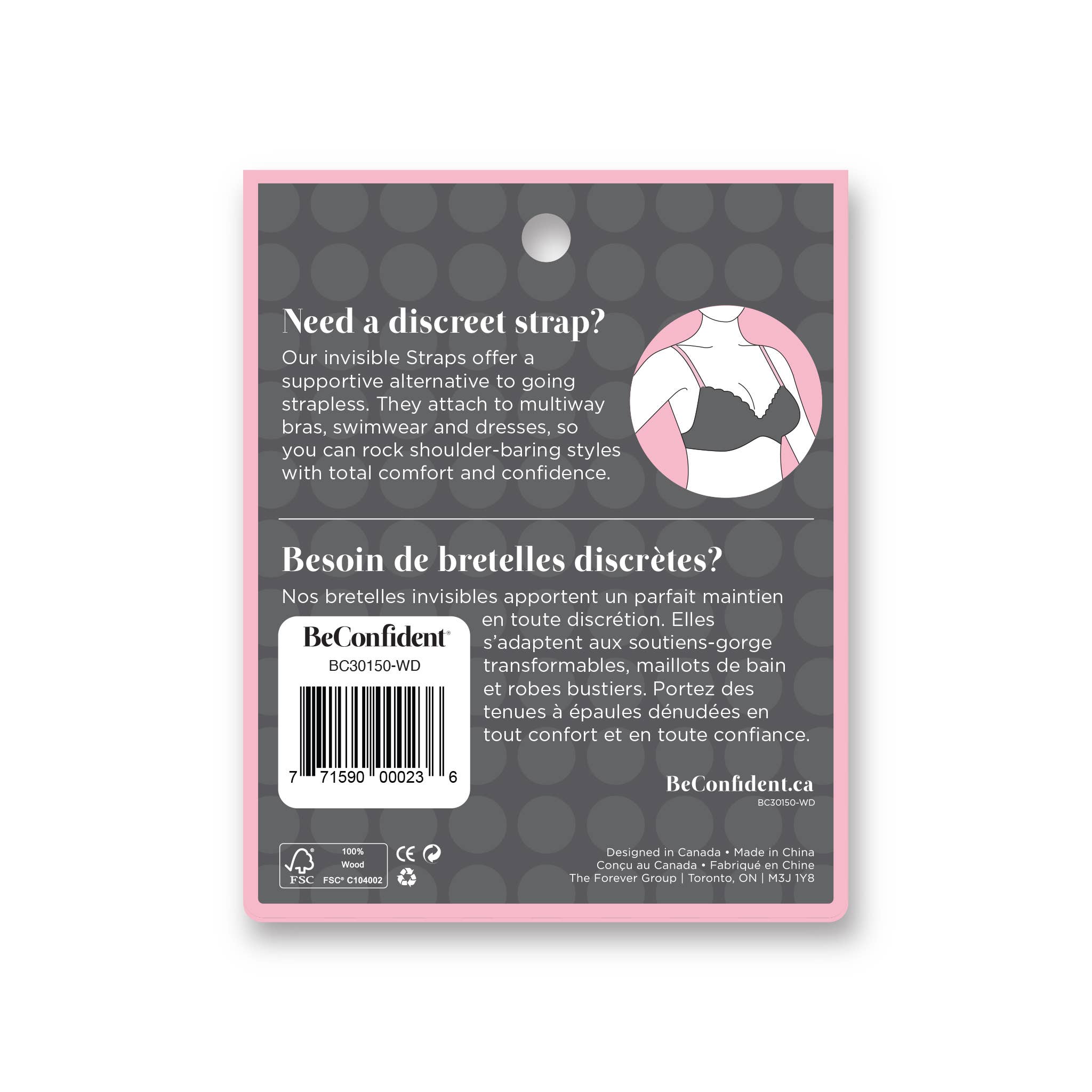 BeConfident Fashion Fit Solutions – Engroshandel Bh-indlæg - Dame – Usynlige bh-stropper - 1 par1