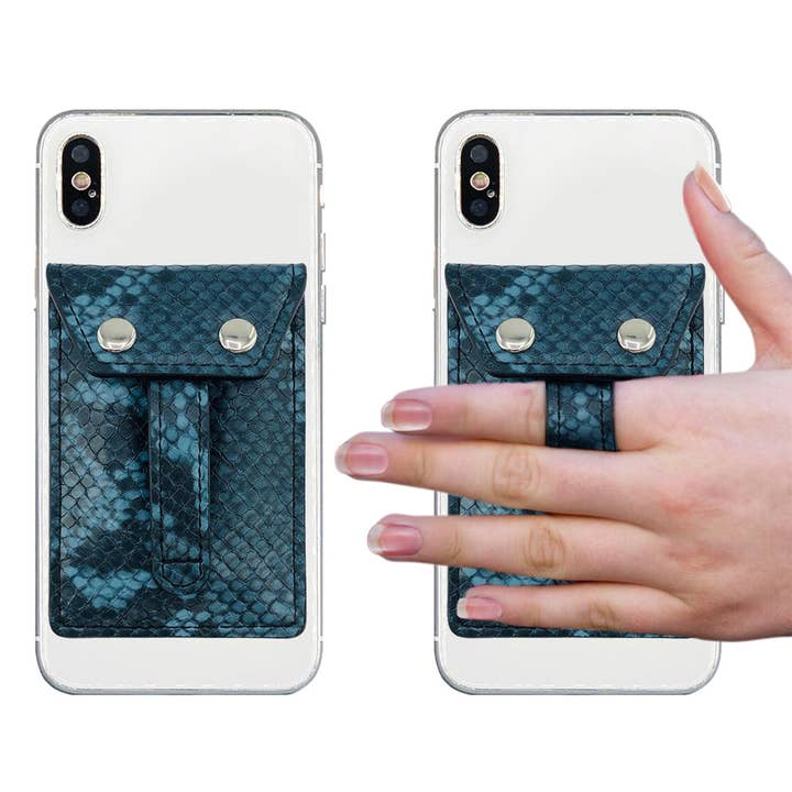 Phone Flipper ( Peel & Stick ) Phone Wallet - Blue Python for wholesale by Phone Flipper