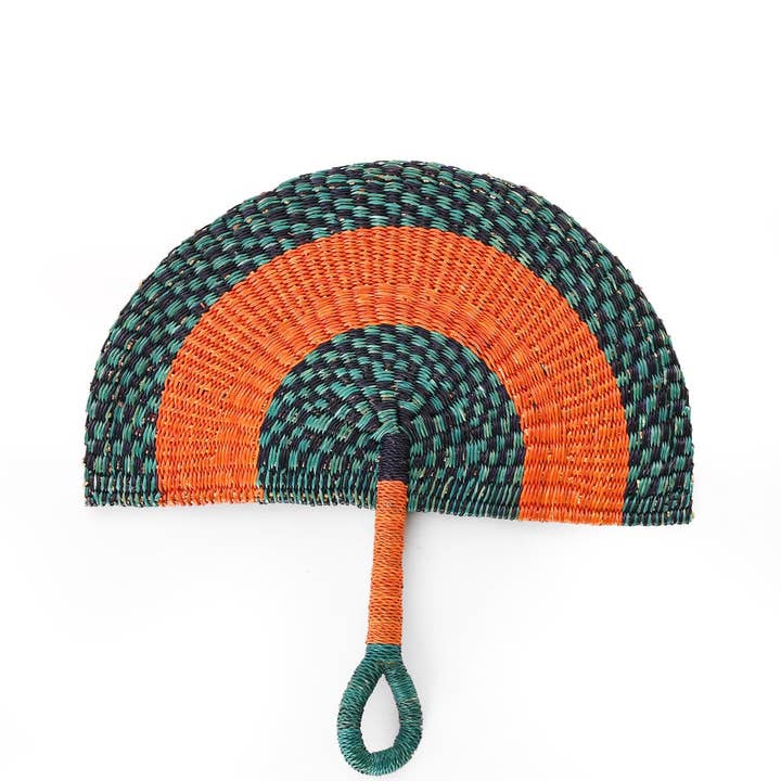 Swahili | AFRICAN MODERN - Wholesale Handheld Folding Fan - Assorted Elephant Grass Half-Moon Hand Fan
