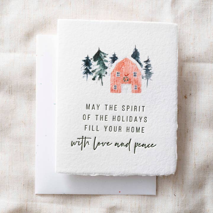 With Love + Peace | Farm Christmas Greeting Card for wholesale by Paper Baristas