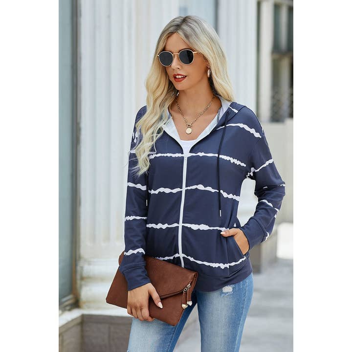 Zipper Strip Long Sleeves Loose Hoodie for wholesale by Supreme Fashion