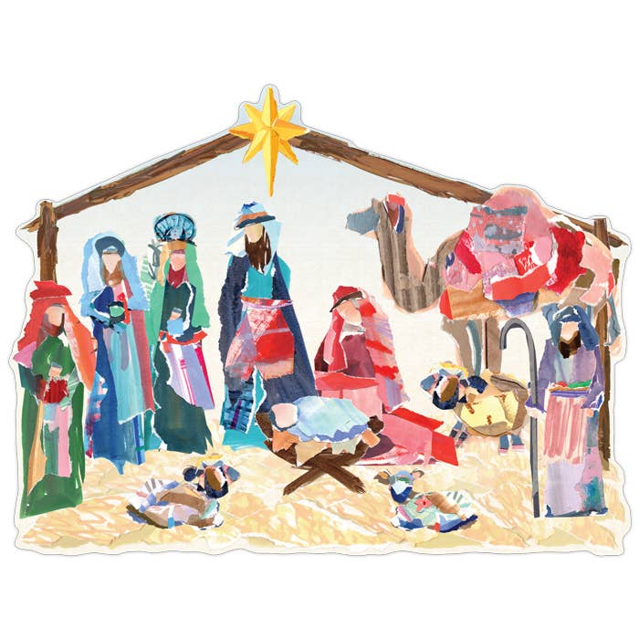 RosanneBeck Collections - Wholesale Placemat - Nativity Scene Posh Die-Cut Placemat
