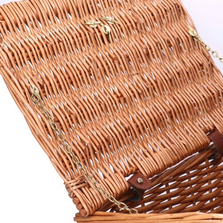 Natural Wicker Picnic Basket Rectangle With 2 Lids for wholesale by Vacchetti
