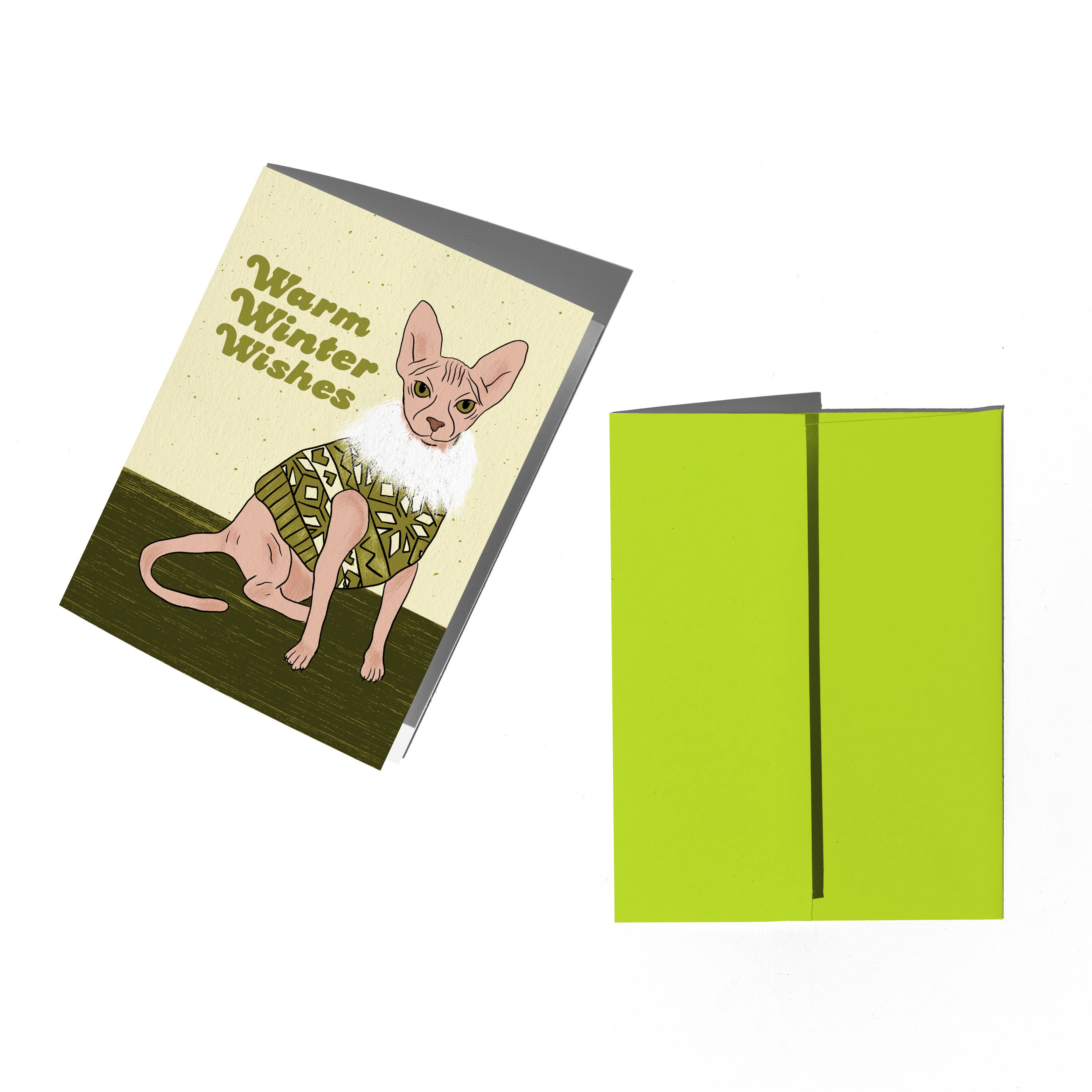 Boss Dotty Paper Co. – Engroshandel Årstidshilsenkort – Holiday Sweater Cat Card1