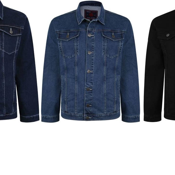 Chaqueta Vaquera Elástica Kam 405 en Lavado Negro-Índigo-Piedra Talla 2XL-8XL para venta al por mayor de Brooklyn Big & Tall