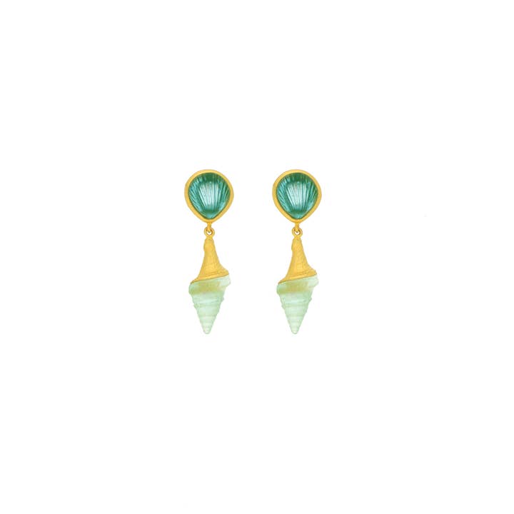 Spiral Shell Drop Post Earrings for wholesale by Michael Vincent Michaud