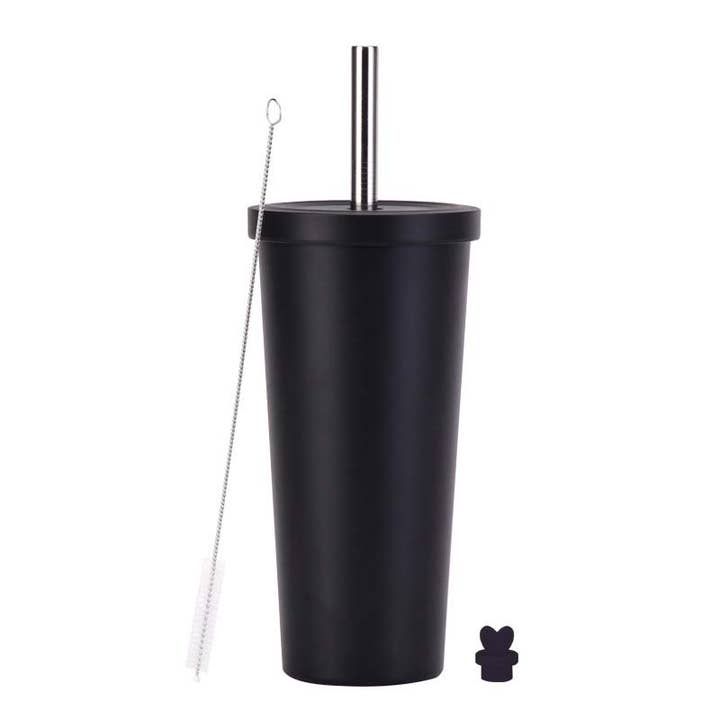 Candles Meta - Wholesale Insulated Mug/Tumbler - 710ml Silid Color Milk Tea Stainless Steel Cup with Straw7