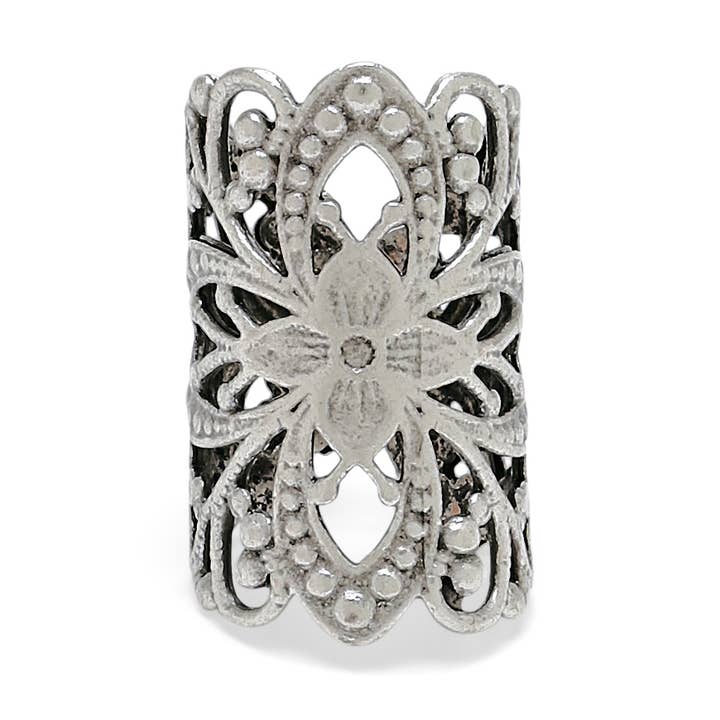 Chanour - Wholesale Cocktail/Statement Ring - Handmade Brass Ring In Silver Plated - P4034-170