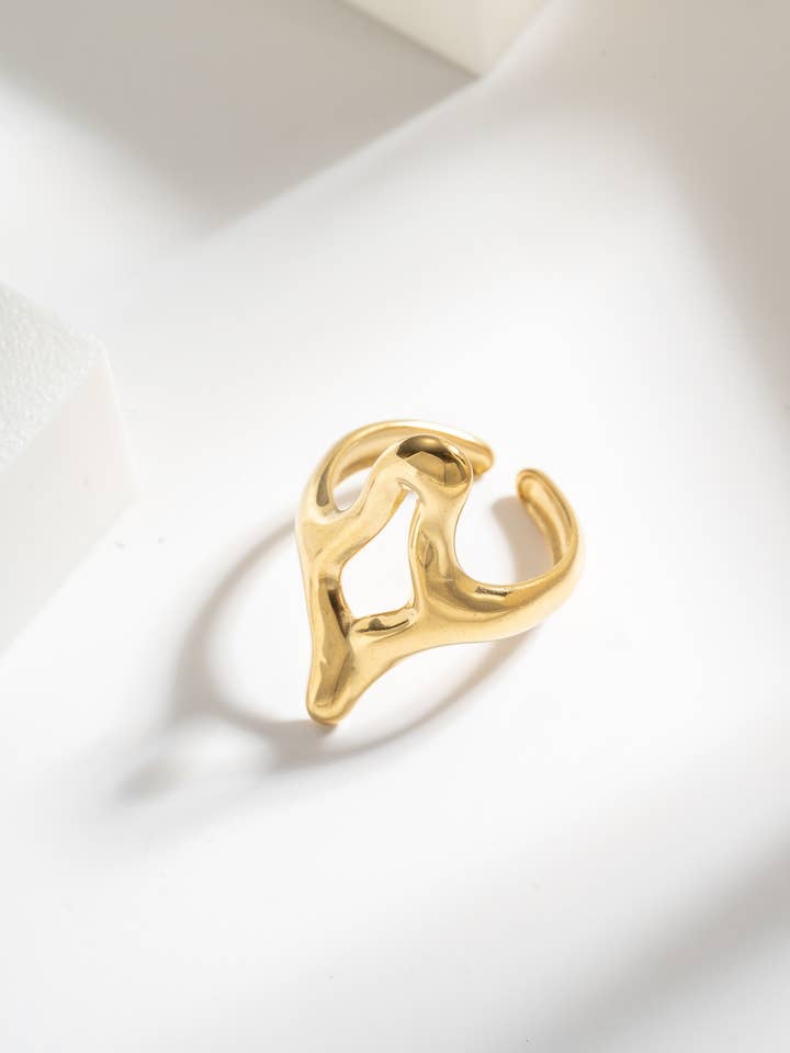 Adjustable Sculpted Ring in Contemporary Stainless Steel for wholesale by COSMOS