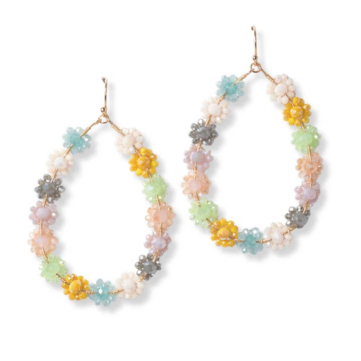 SOPHIA WHOLESALE - Wholesale Dangle Earrings - Dainty flower colorful and gold beaded teardrop ER