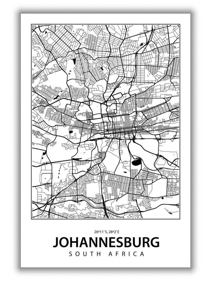 Map of Johannesburg for wholesale by Stanley Print House