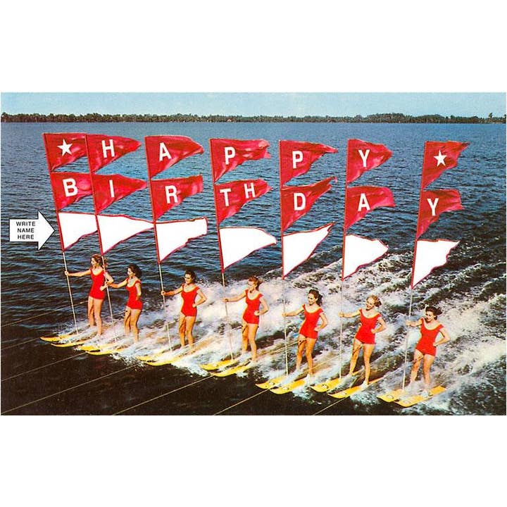 Greeting Card HB-49 Happy Birthday, Water Skiers (Write Name for wholesale by Found Image Press